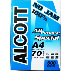 กระดาษถ่ายเอกสาร 70g A4 500แผ่น ALCOTT ห่อฟ้า