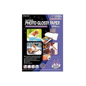 กระดาษ INK JET HI JET PHOTO GLOSSY 200G 100ผ.A4 