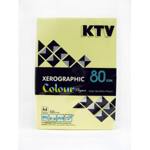 กระดาษปอนด์สี KTV 80g A4 500แผ่น เหลือง
