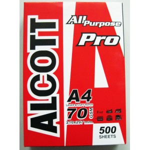 กระดาษถ่ายเอกสาร 70g A4 500 แผ่น Alcott